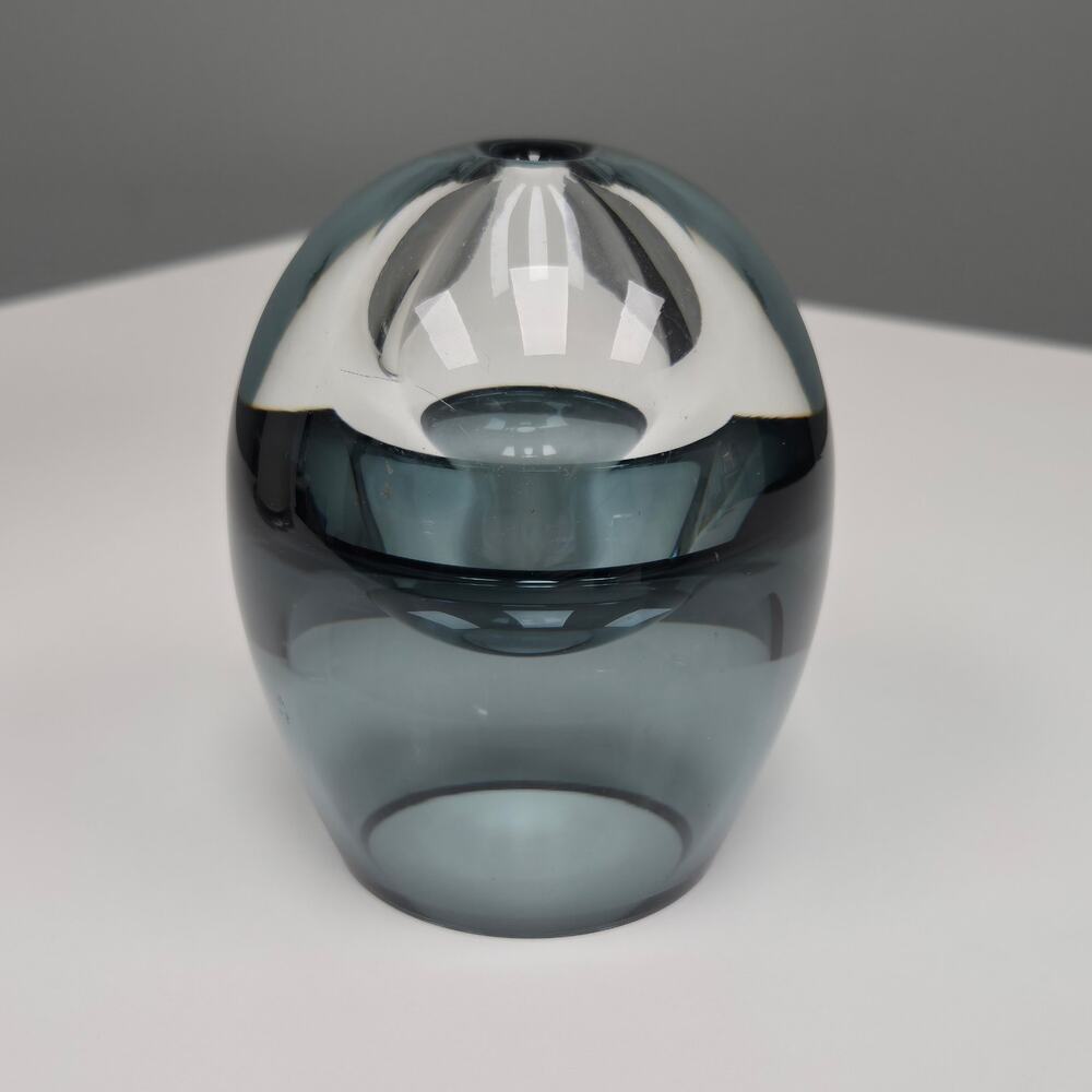 Vintage Holmegaard Style Smoked Glass Double Layer Nested Bud Vase Candle Holder - Picture 10 of 14